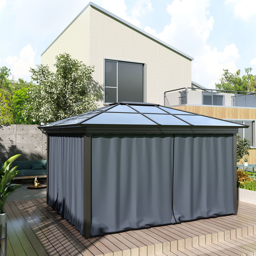 Outsunny Replacement Gazebo Curtain 4-Panel Sidewalls with Zipper for 3 x 3 (M) Yard Gazebos Canopy Tent Dark Grey