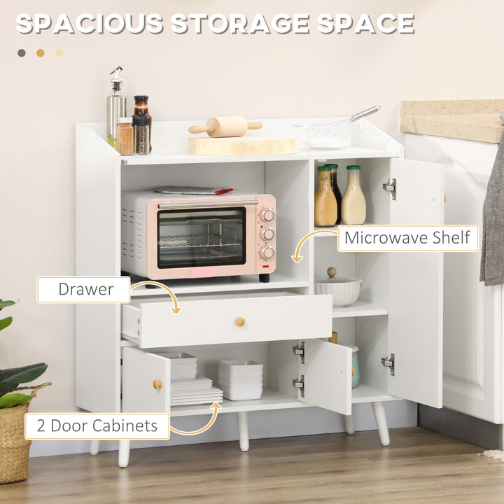 Kitchen Cupboard, Microwave Cabinet, Storage Cabinet with Doors, White