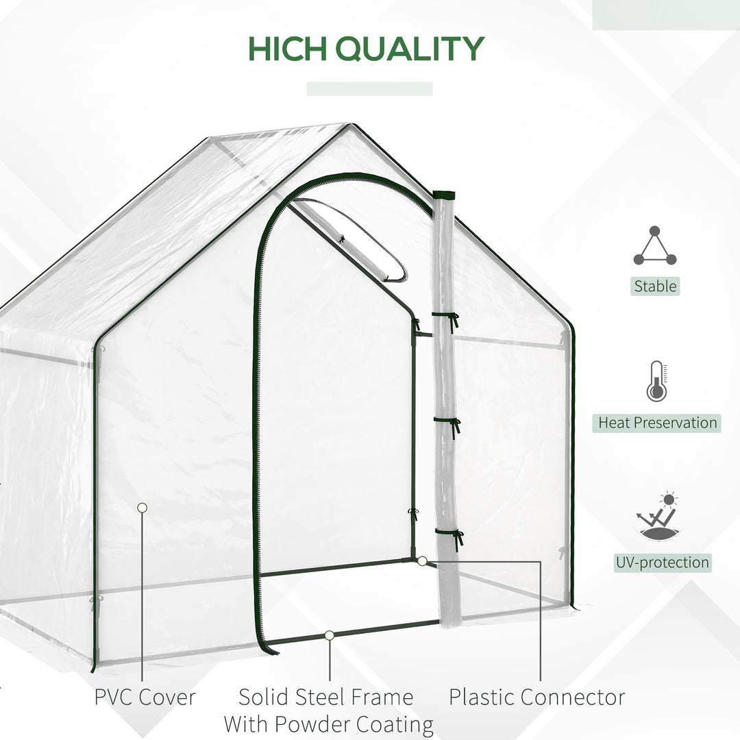 Walk In PVC Greenhouse Garden Outdoor Flower Planter Steel Frame w/Zipped Door 180 x 100 x 168CM