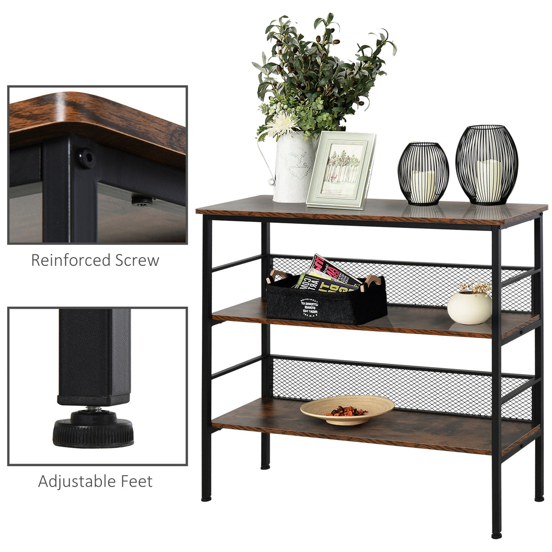 3-Tier Corner Shelf Unit Adjustable Feet Back Panels Smooth Surface Home Office Stylish-Black Brown