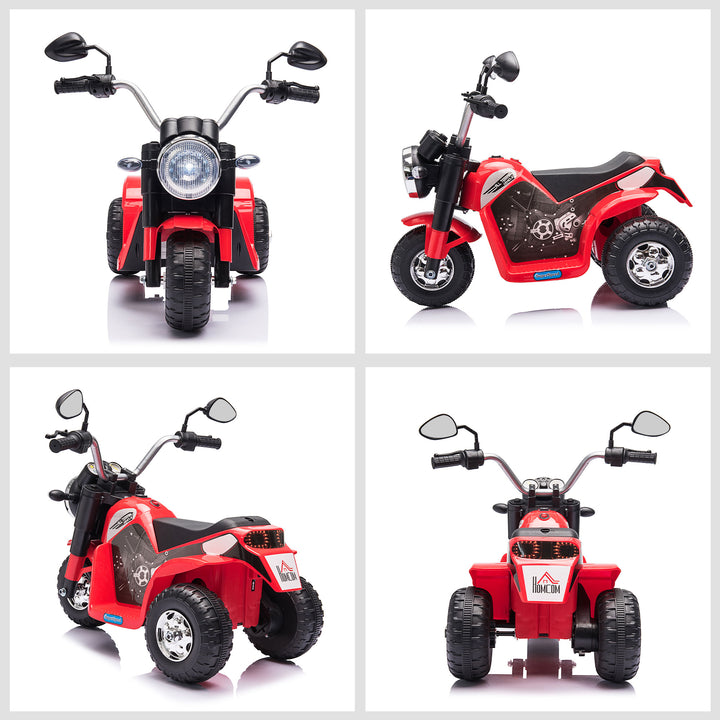 Kids Electric Motorcycle Ride-On Toy 3-Wheels Battery Powered Motorbike Rechargeable 6V with Horn Headlights Motorbike for 18 - 36 Months Red