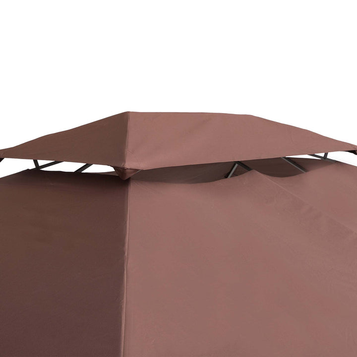 Outsunny 3x4m Gazebo Replacement Roof Canopy 2 Tier Top UV Cover Garden Patio Outdoor Sun Awning Shelters Brown (TOP ONLY)