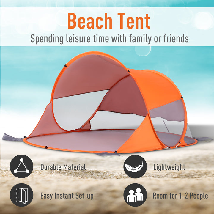 Pop up Beach Tent with Sun Shelter Portable Automatic - Orange