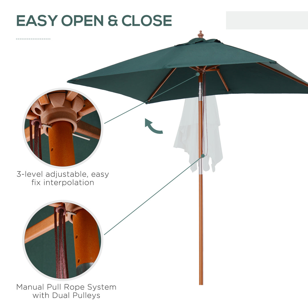 Garden Umbrella Patio Umbrella Market Parasol Outdoor Sunshade 6 Ribs with Wood and Bamboo Frame Brown Green