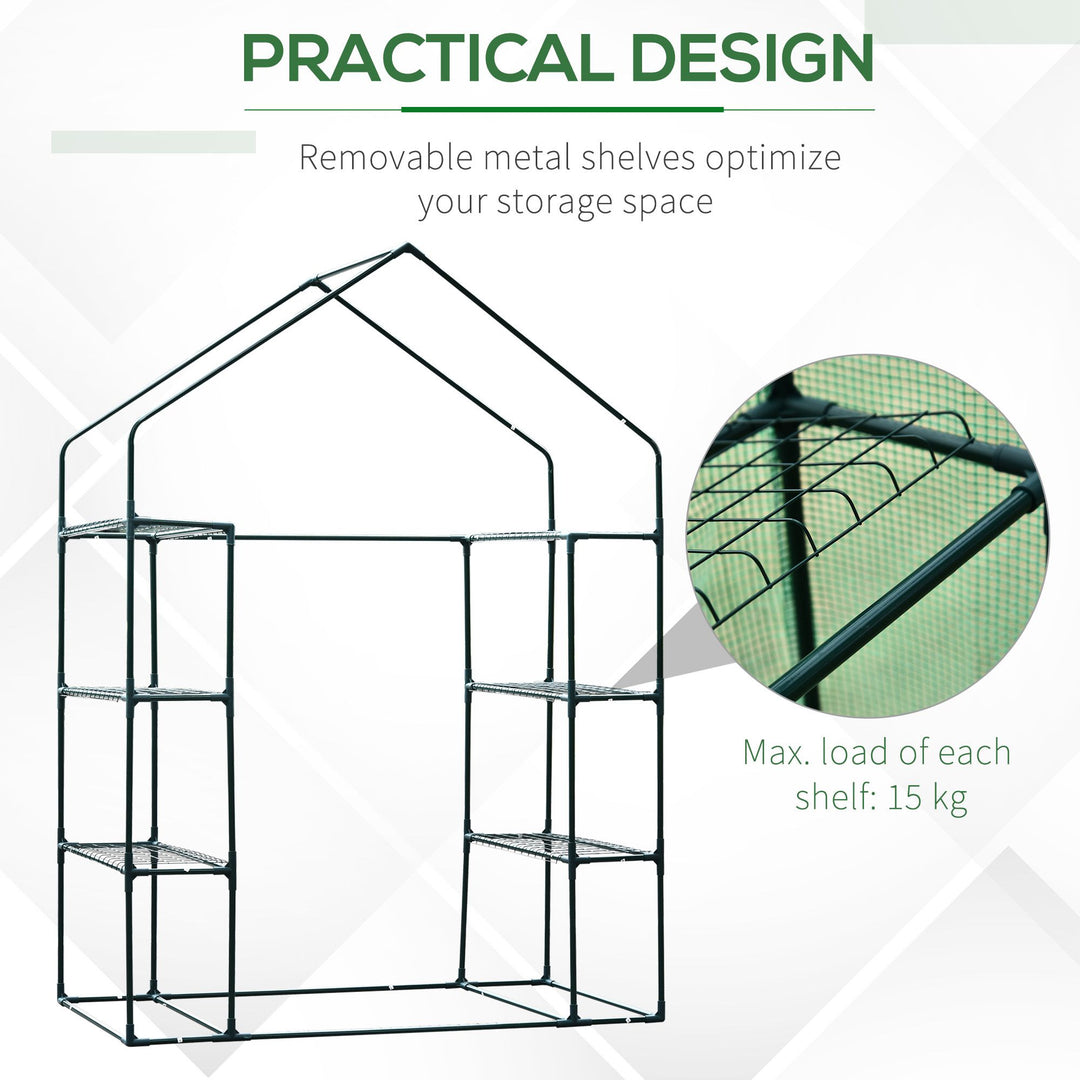 Walk in Greenhouse with Shelves Polytunnel Steeple Green house Grow House Removable Cover 143x73x195cm