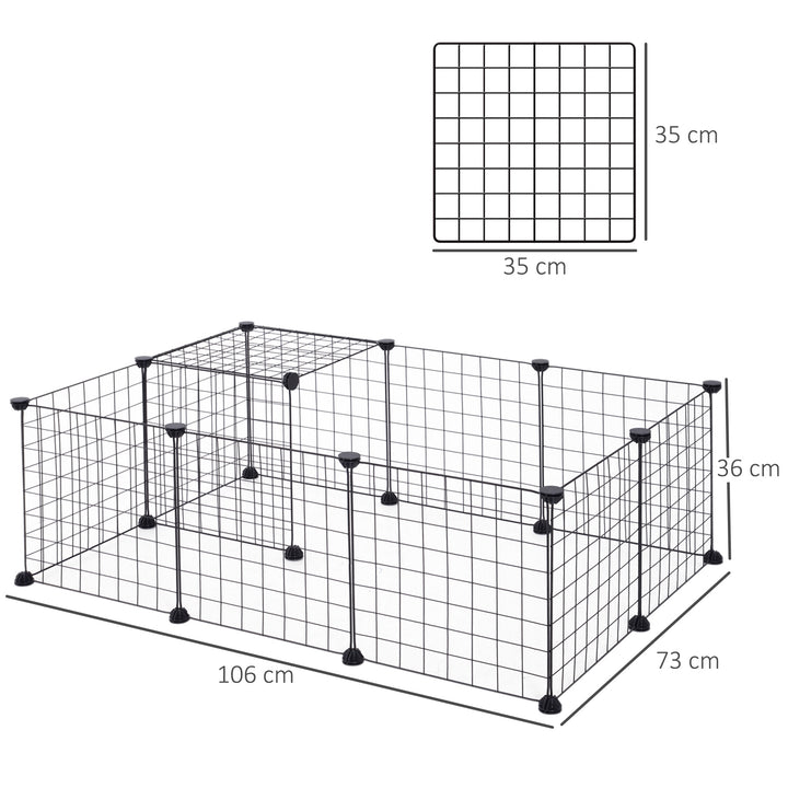 Modular Pet Playpen Metal Wire, 106Lx73Wx36Hcm-Black