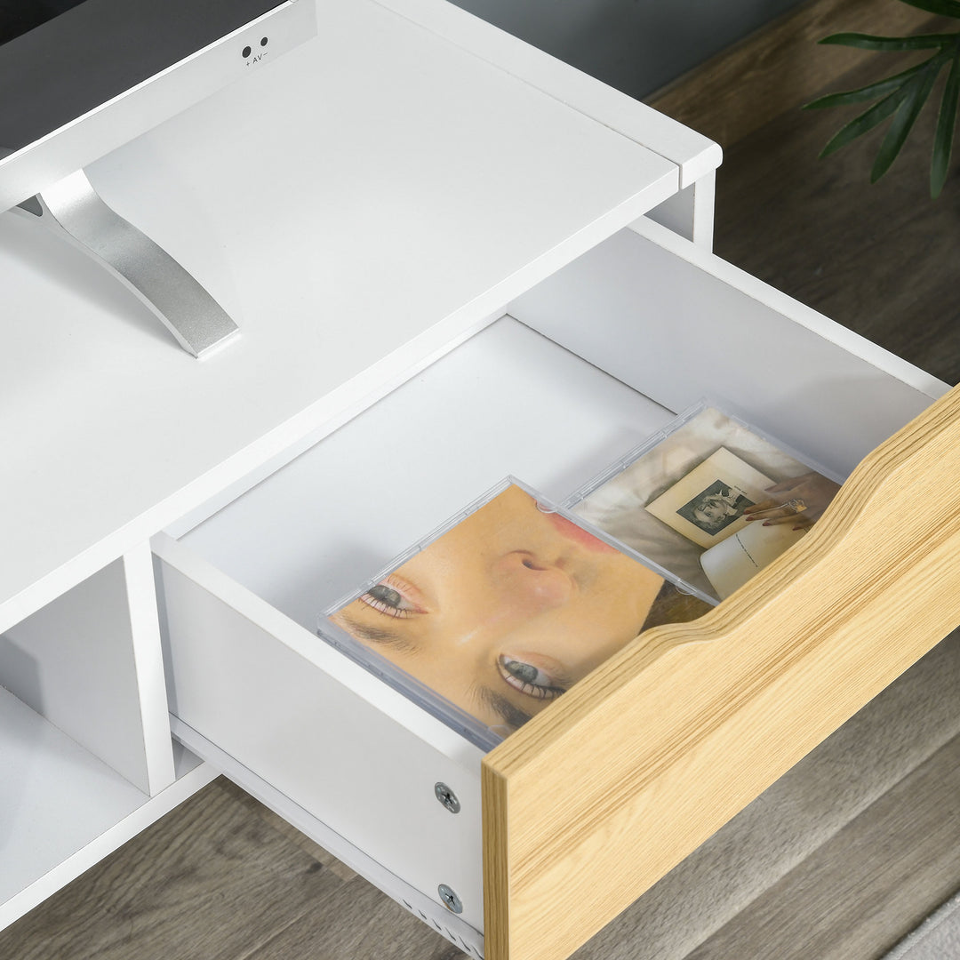 HOMCOM TV Stand Cabinet Unit for TVs up to 50 Inch with 2 Drawers and Storage Compartment Entertainment Console for Living Room