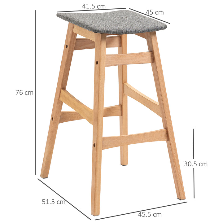 Bar Stools Set of 2 Upholstered Wooden Barstools Breakfast Chairs with Beech Wood Legs for Kitchen, Natural