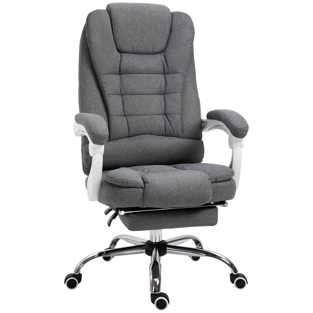 Office Chair with Footrest Computer Swivel Rolling Task Recliner for Home with Retractable Footrest, Arm, Grey