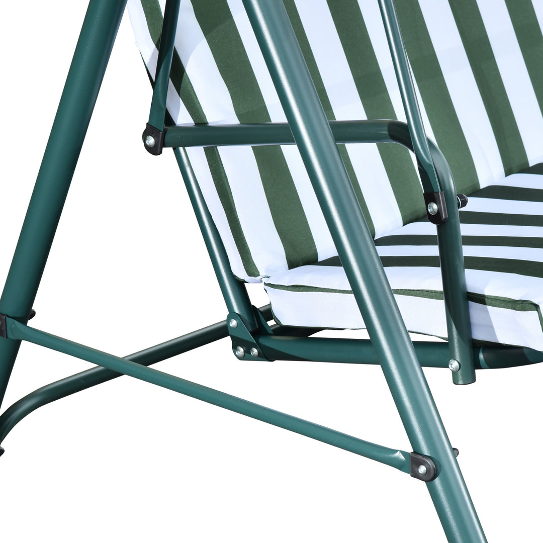 Steel 3-Seater Swing Chair w/ Adjustable Canopy Green