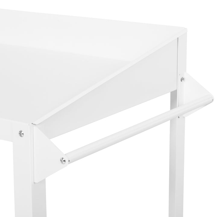 Garden Outdoor Metal Potting Table Bench Planting Workstation Push Cart with Wheels Side Hanger - White