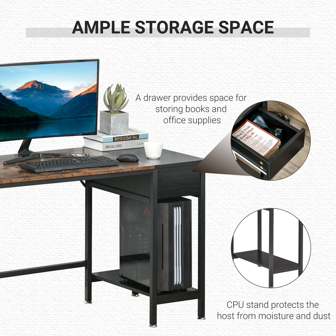 Computer Desk, Home Office Workstation for Study, Writing with CPU Stand and Drawer, Steel Frame, 120x60x75cm