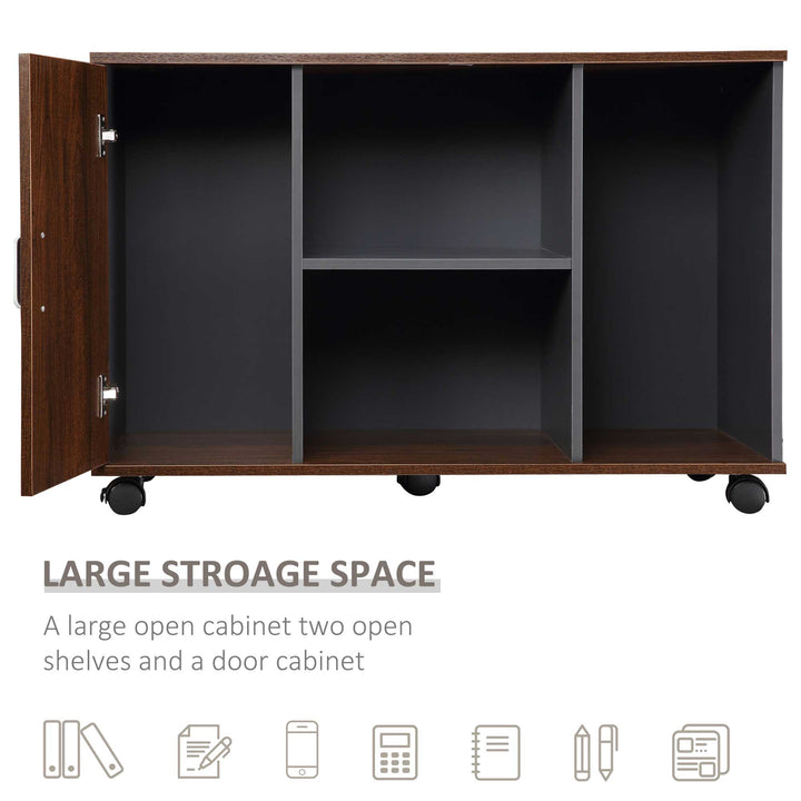 File Cabinet with Rolling Wheels for Legal Letter Sized Files Printer Stand with Wooden Documents Storage Chest for Home Office