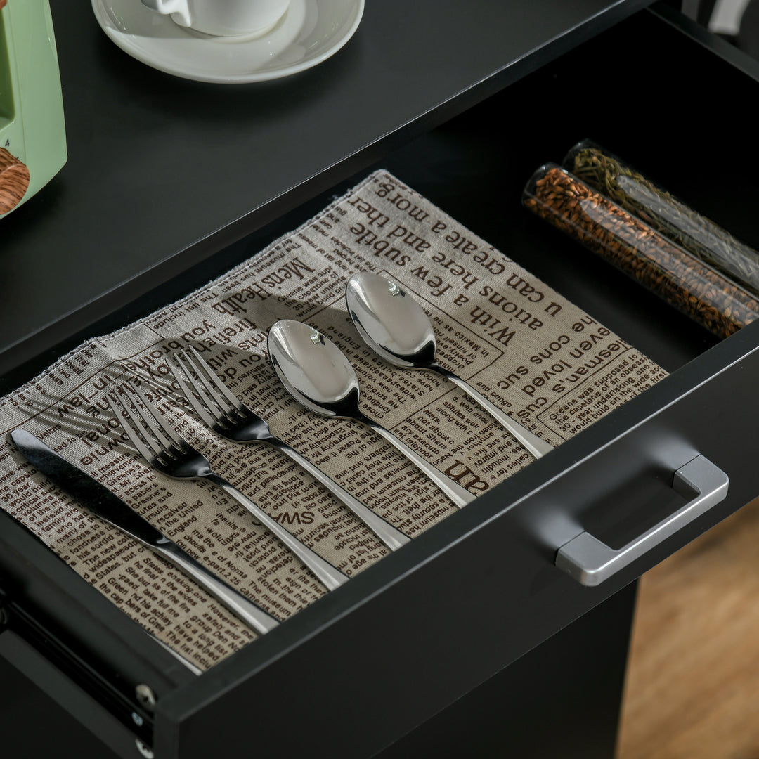 Modern Storage Cabinet, Small Floor Cupboard with Drawer and Adjustable Shelf for Kitchen, Living Room, Bedroom, Hallway, Black