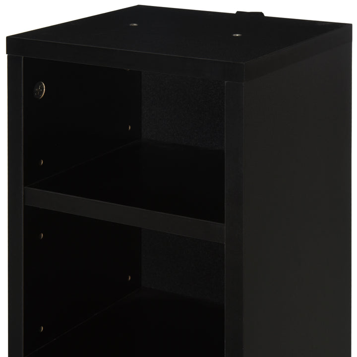 HOMCOM 204 CD Media Display Shelf Unit Set of 2 Blu-Ray DVD Tower Rack w/ Adjustable Shelves Bookcase Storage Organiser, Black