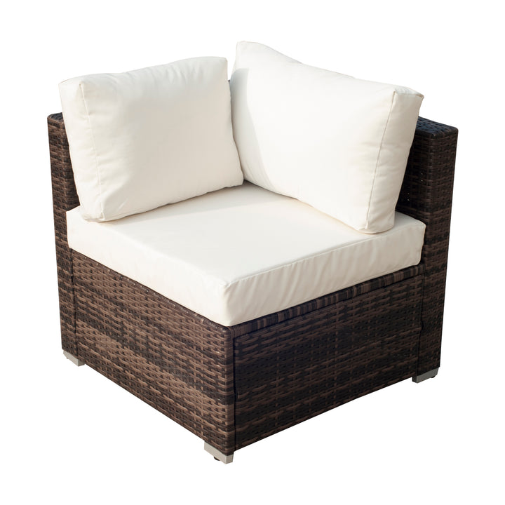 5-Seater Rattan Furniture Set- Brown/Milk White