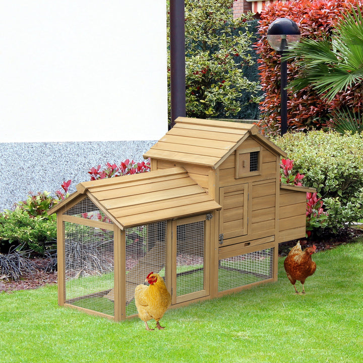 Chicken Coop Hen Cage Small Animal Hutch Nesting Box w/Outdoor Run 150.5 x 54 x 87 cm