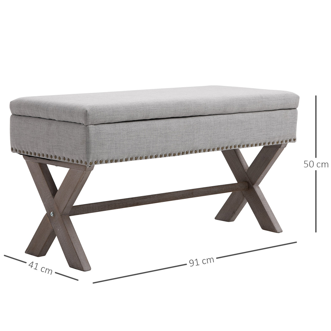 Elegant Storage Stool Ottoman Bentwood Frame, Grey