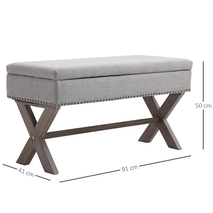 Elegant Storage Stool Ottoman Bentwood Frame, Grey