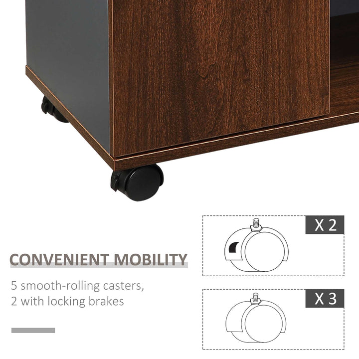 File Cabinet with Rolling Wheels for Legal Letter Sized Files Printer Stand with Wooden Documents Storage Chest for Home Office