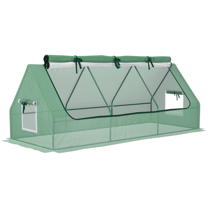 Portable Small Polytunnel with Mesh Windows for Indoor and Outdoor, 240x90x90cm, Green