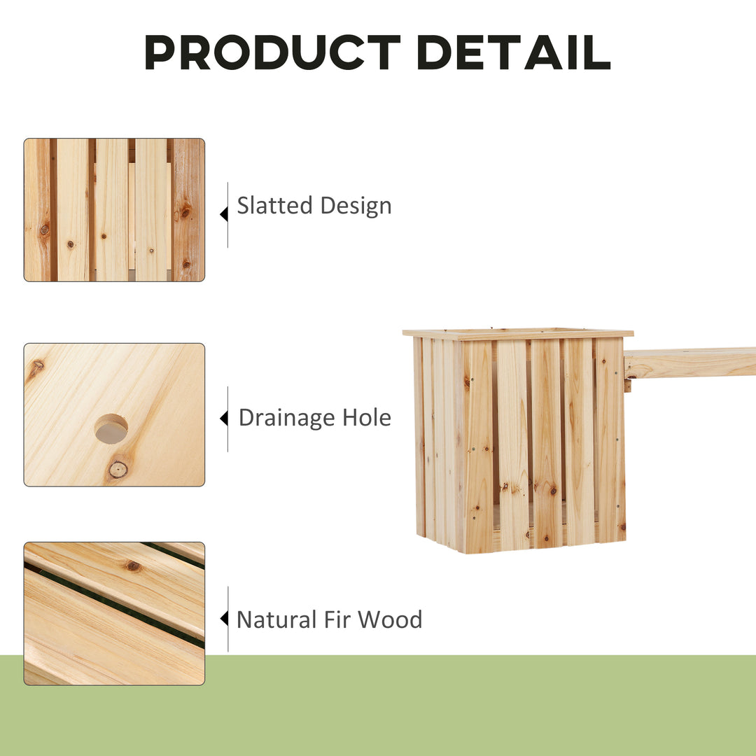 Outsunny Wooden Planters &amp; Bench Combination, Flower Pot Planter Box with Garden Bench for Patio, Park and Deck, 192 x 43 x 50 cm, Natural