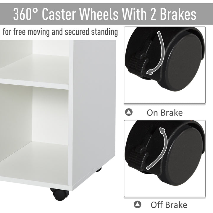 Vinsetto Printer Stand With 360 Degree Casters Multifunctional Office Cabinet Mobile File Cabinet E1 Particle Board White