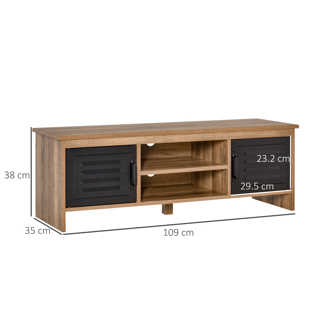 TV Stand Cabinet Unit for TVs up to 42 Inches with 2 Drawers and 2 Storage Compartment Wire Hole Entertainment Console for Living Room Black