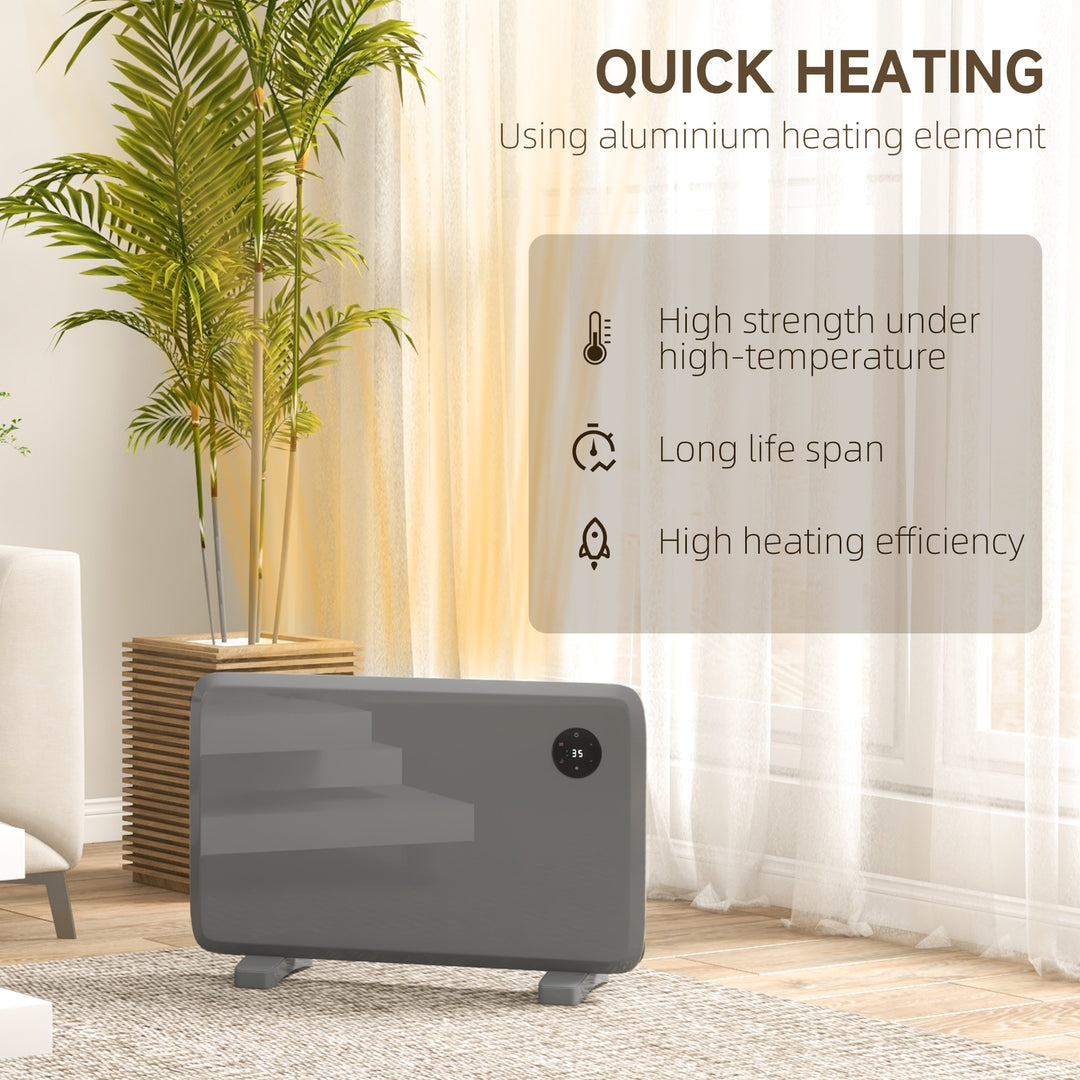 Electric Convector Heater, Wall Mounted, Timer, Grey