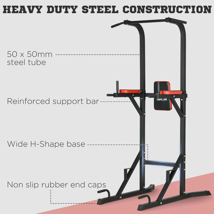 Freestanding Multifunctional Power Tower w/ Pull Up and Dip Station, Push Up Stand, for Home Gym - Black