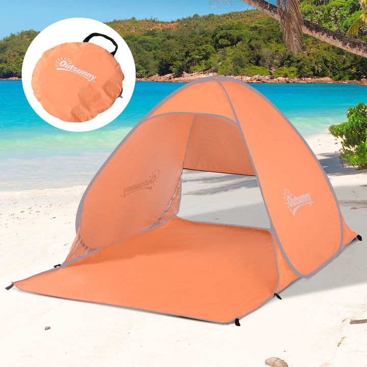 Pop-up Portable Beach Tent Hiking UV Protection Patio Sun Shade Shelter Tent of 2 Person-Orange