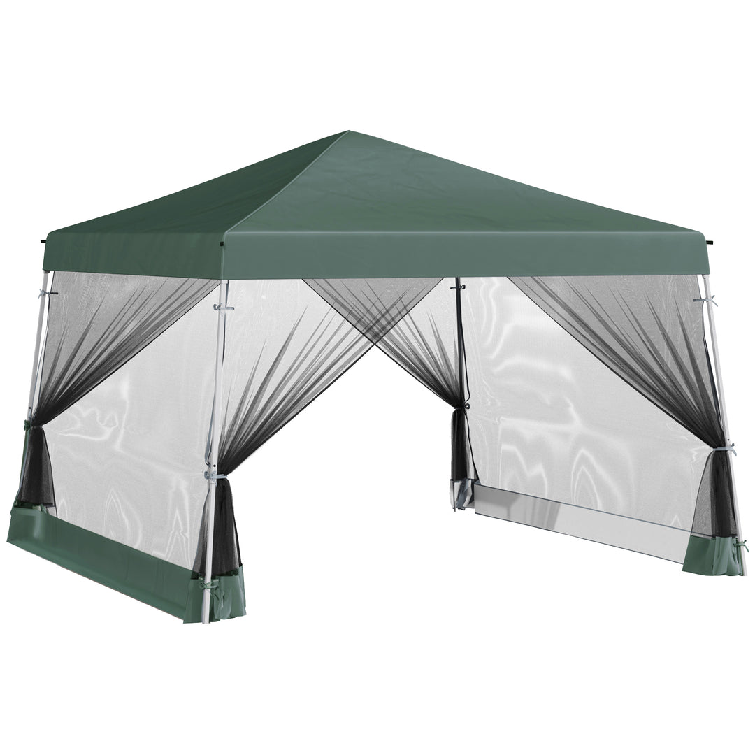 3.6m x 3.6m Pop Up Steel Frame Garden Gazebo Green