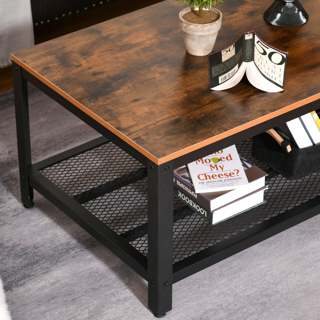 Coffee Table Industrial Site table Living Room Storage Shelf Metal Frame Two-tone Modern Organiser