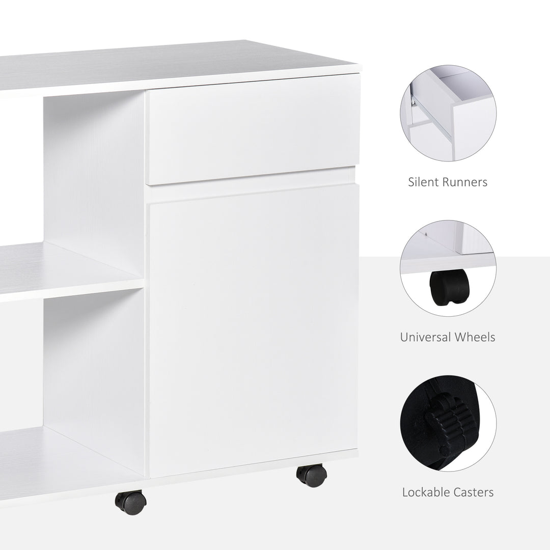 Filing Cabinet/Printer Stand with Open Storage Shelves, for Home or Office Use, Including an Easy Drawer, White