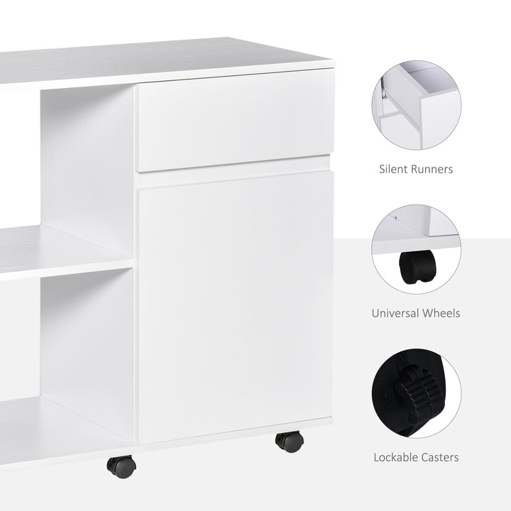 Filing Cabinet/Printer Stand with Open Storage Shelves, for Home or Office Use, Including an Easy Drawer, White