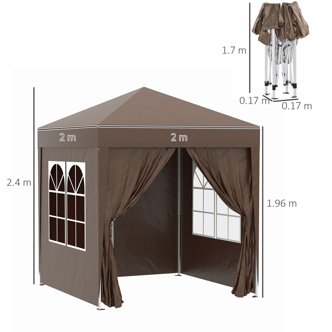 Outsunny Pop Up Gazebo Canopy, size (2 x 2m)- Coffee