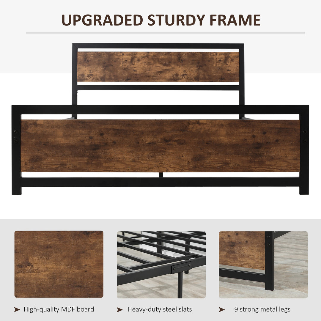 Full Bed Frame with Headboard & Footboard, Strong Slat Support Twin Size Metal Bed w/ Underbed Storage Space, No Box Spring Needed