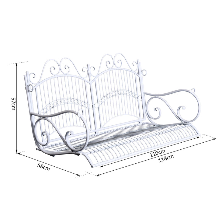 Metal 2-Seater Outdoor Garden Swing Bench White