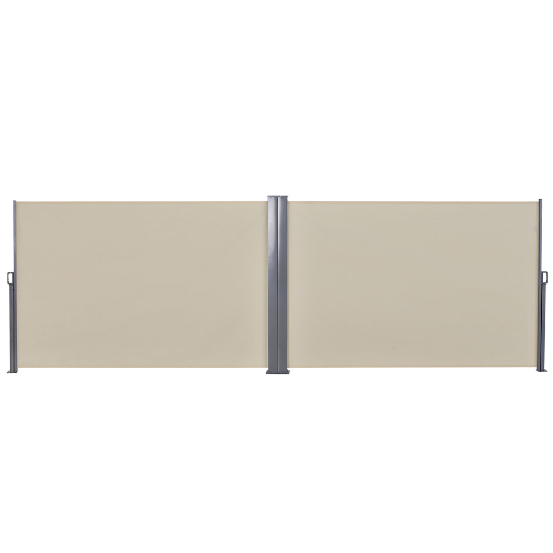 Steel Frame Retractable Double Side Awning Beige