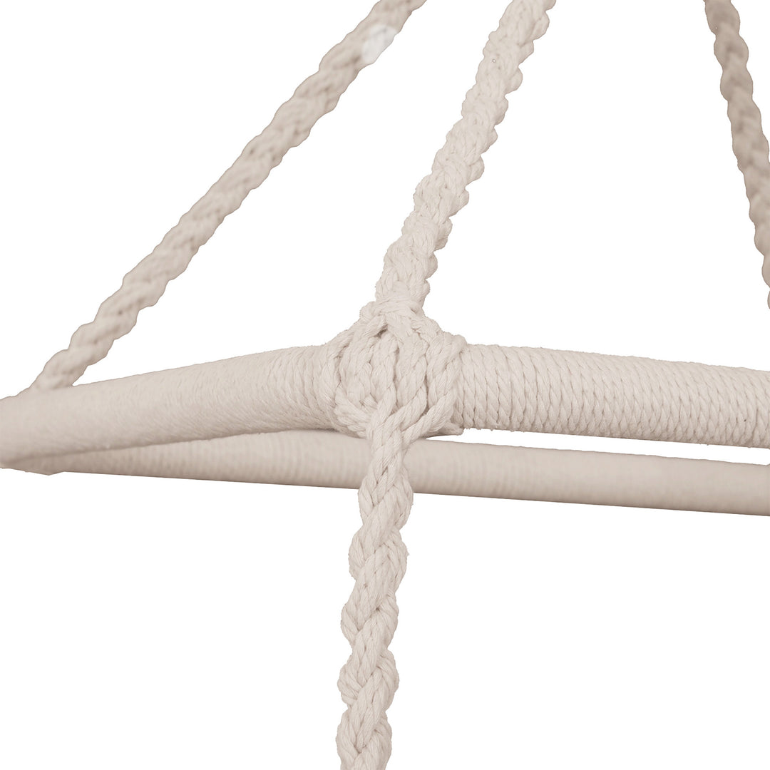 Hammock Macrame Swing Chair Hanging Seat Rope Tassels Indoor Outdoor Garden Solid Knitted Woven Net Seat Deck Porch Yard Beige