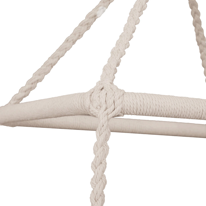 Hammock Macrame Swing Chair Hanging Seat Rope Tassels Indoor Outdoor Garden Solid Knitted Woven Net Seat Deck Porch Yard Beige