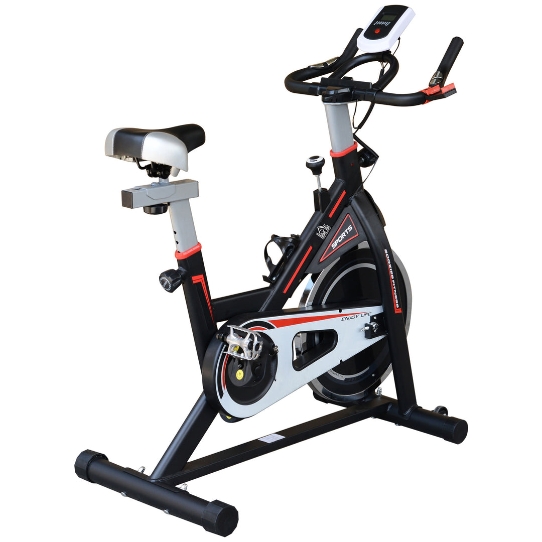 HOMCOM Belt-Driven Exercise Bike with LCD Display-Black