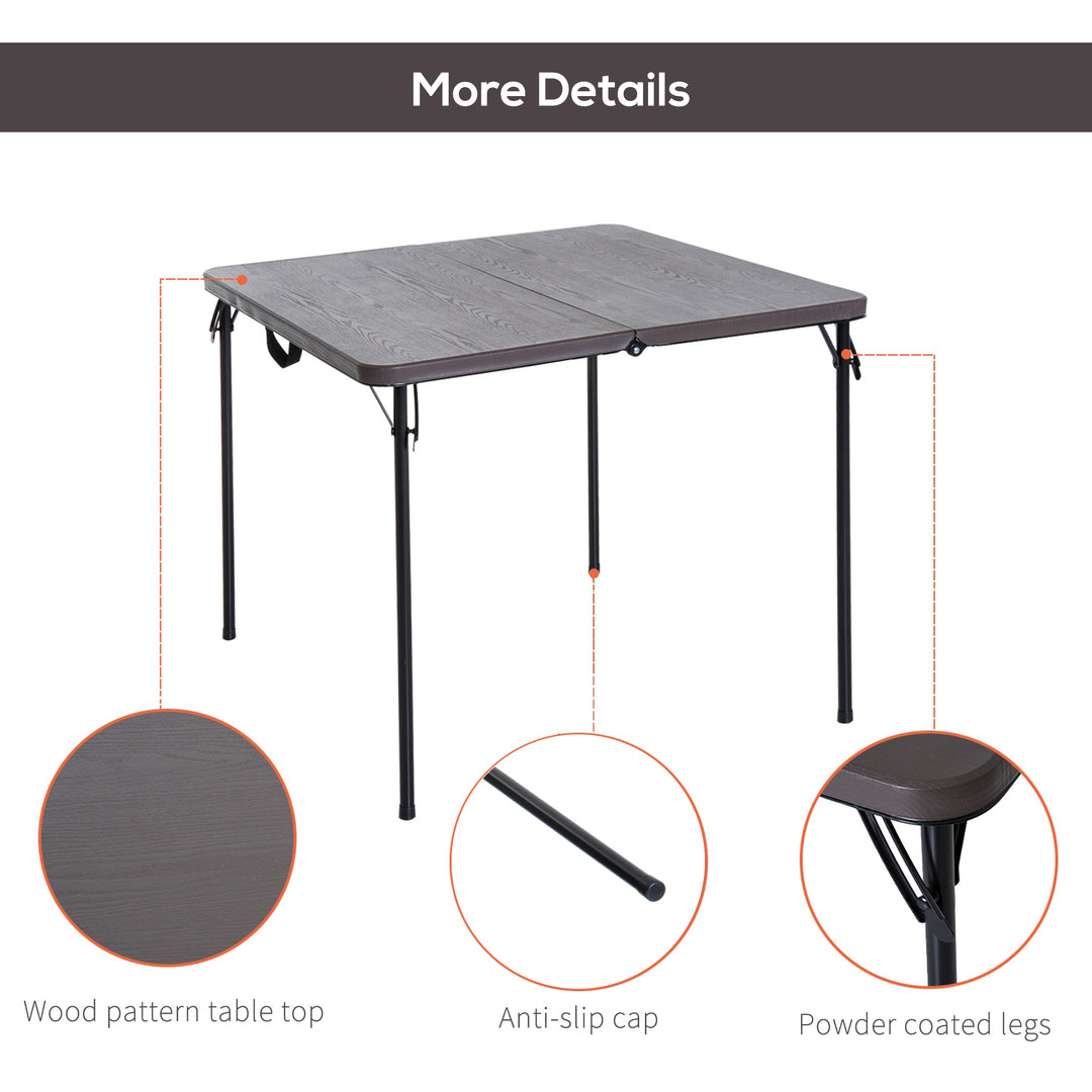 Folding Camping Table for Outdoor Events Garden Camping BBQ Party, 86Lx86Wx71.5H cm-Black/Brown