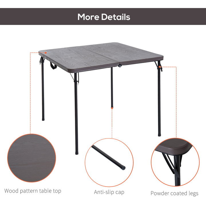 Folding Camping Table for Outdoor Events Garden Camping BBQ Party, 86Lx86Wx71.5H cm-Black/Brown
