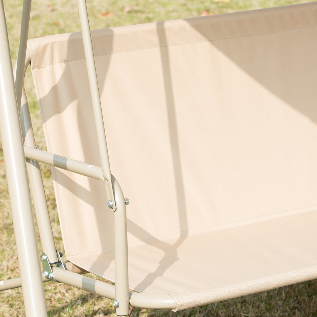 3 Seater Garden Swing Chair Patio Rocking Bench w/ Tilting Canopy, Removable Cushion, Light Brown Top, Brown