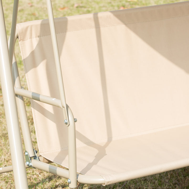 3 Seater Garden Swing Chair Patio Rocking Bench w/ Tilting Canopy, Removable Cushion, Light Brown Top, Brown