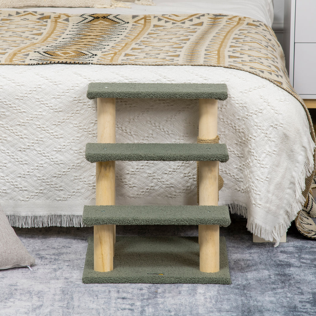 48cm Cat Tree, 3-Layer Kitty Ladder, Cat Climbing Toy, Cat Tower with Ball Toy Jute Scratching Post, Green