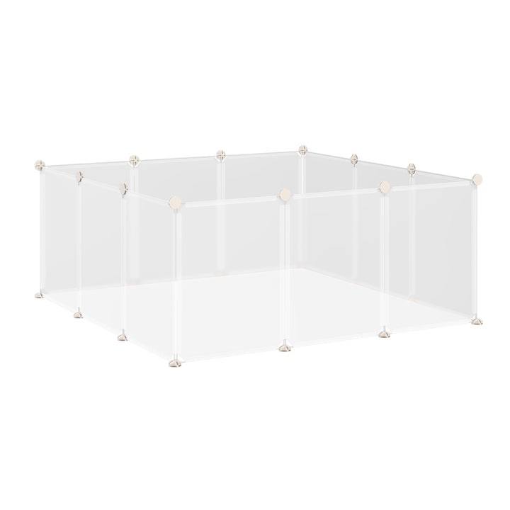 Pet Playpen DIY Small Guinea Pigs Hutches Open Enclosure Portable Plastic Fence 12 Panels for Kitten Bunny Chinchilla Guinea Pig White