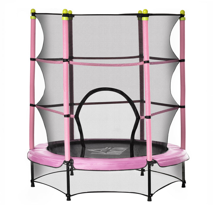 5.2FT Kids Trampoline with Safety Enclosure, Indoor Outdoor Toddler Trampoline for Ages 3-10 Years, Pink