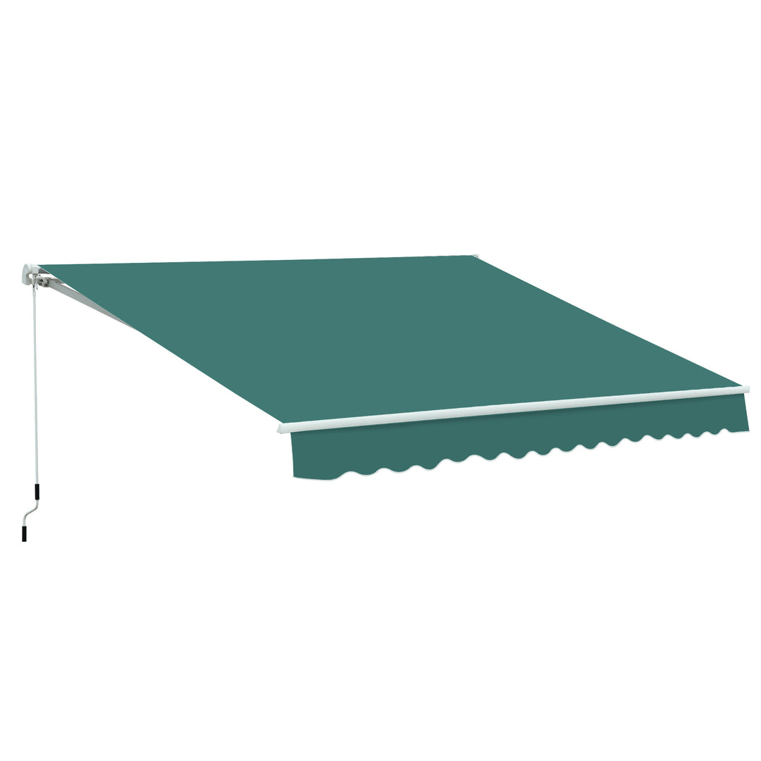 3.5 x 2.5 m Garden Patio Manual Awning Canopy Sun Shade Shelter with Winding Handle - Green